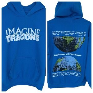 Blue Imagine Dragons Mercury World Tour Graphic Hoodie Medium Concert Sweatshirt